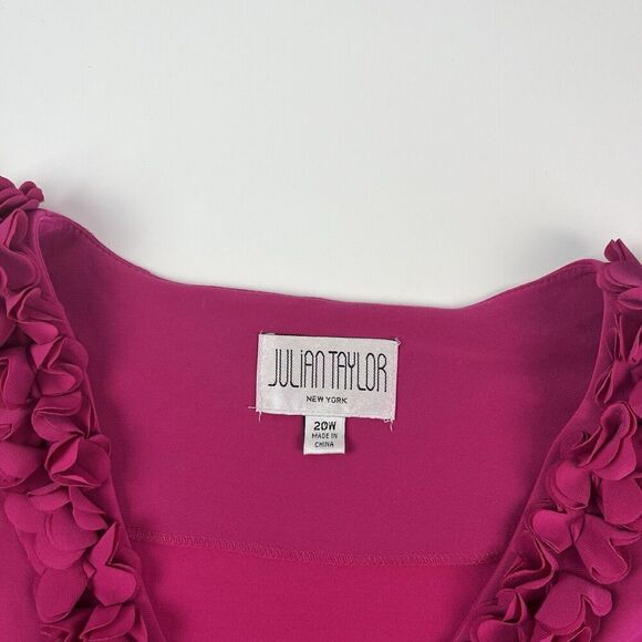 Vintage Julian Taylor Ruffled Shrug Cardigan Top 20W Hot Pink Feminine Open - Picture 3 of 13